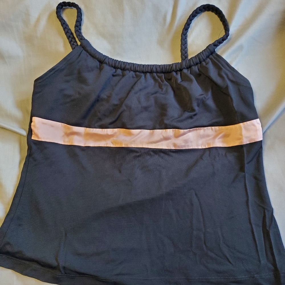 Women's Black and Pink Sleeveless Top